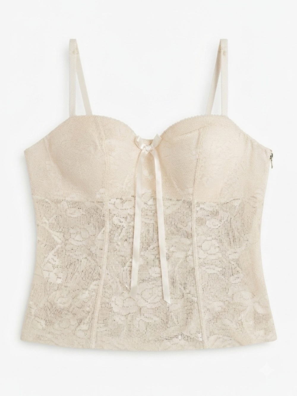 Early 2000s Intimissimi Cream Metallic Lace Corset Cami Top Size 3 / US Medium